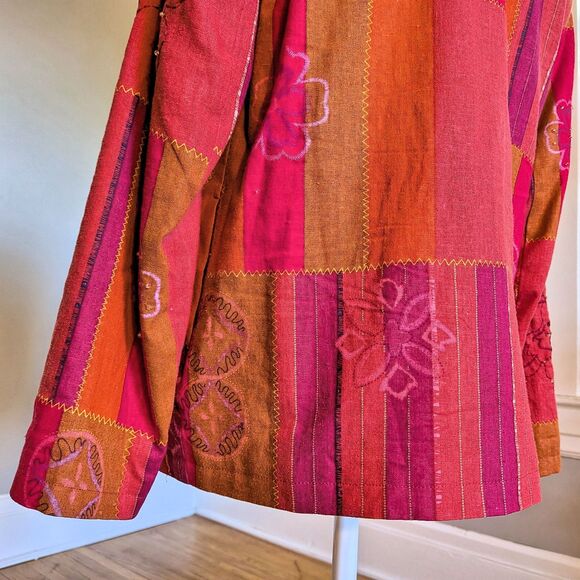 Vintage 90s Art To Wear Linen Jacket Orange Beaded Cottage Fairy Grunge Size 6P - Picture 7 of 8